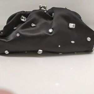 Satin rhinestone clutch